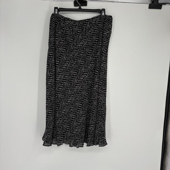 Vintage 90s Talbots 100% Silk Knee Length Midi Skirt Y2K Ruffle Hem Feminine 18 - Picture 5 of 8